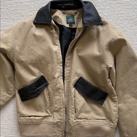 Wild Fable Khaki Work Jacket With Faux Leather Detail - Picture 3 of 8